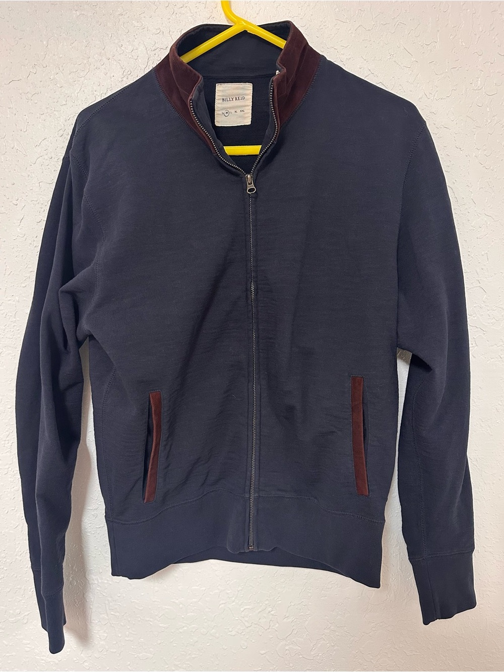 Billy Reid Suede Trim Full Zip Bomber Jacket Medium